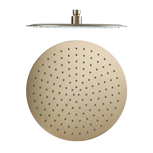 Catálogo de Alcachofas fijas los preferidos por los clientes. 44 Alcachofa de Ducha, 10 Pulgadas Ronda Alcachofas Fijas para Ducha de Alta Presión 304 Acero Inoxidable Oro Cepillado Ultra Delgado Rociador Ducha Efecto Lluvia