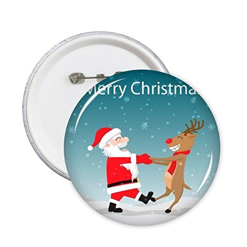 Badge de Noël XL DIYthinker, bouton pin's rond Joyeux Noël avec illustration élan pour vêtement