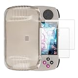 Shantime Hülle mit 2 Stück Schutzfolie Kompatibel mit Anbernic RG CubeXX, Stoßfeste Abdeckung & Gehärtetes Glas R&um-Schutz(Schwarz)