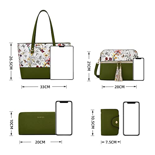Image of Women Fashion Handbags Wallet Tote Bag Shoulder Bag Top Handle Satchel Purse Set 4pcs