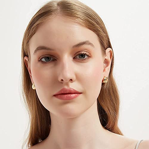 Hoop Earrings Small Chunky Huggie Earrings Dainty Wide Earrings Set For Women Girls,2 Sizes4