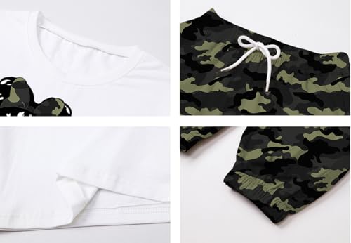 Image of Betusline Girls Fall Winter Clothing Sets, Long Sleeve Crop Top & Cargo Jogger Pants 2 Piece Outfit Sets,4T-14Y