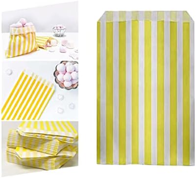 Candy Paper Bags 7" x 9" 100Pcs Navy Blue Striped Sweet Favour Bags for Christmas Party Chocolates Desserts by Tezraftaar®