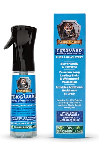 Texguard Premium Fabric Protector. Eco-Friendly, Powerful stain & waterproof protection. 300ml Mist Spray. Suitable all fabrics & leathers. Rugs, Upholstery, Fashion, shoes Texguard Premium Fabric Protector. Eco-Friendly, Powerful stain & waterproof protection. 300ml Mist Spray. Suitable all fabrics & leathers. Rugs, Upholstery, Fashion, shoes