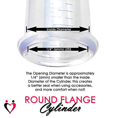 Leluv Vacuum Cylinder For Enhancement Pumps Seamless Untapered Clear Acrylic With Measurement Marks And Locking Fitting 2.125 Inch X 9 Inch #TOP4