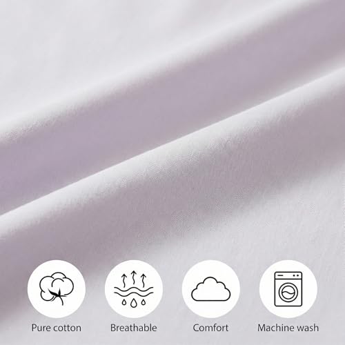 DCSKY Cotton Queen Pillowcases - Set of 2, 800 Thread Count Cotton Pillowcases - Soft and Breathable Envelope Closure Pillow Cases - 20x30 Pillow Covers for Bed,Light Purple — view 6