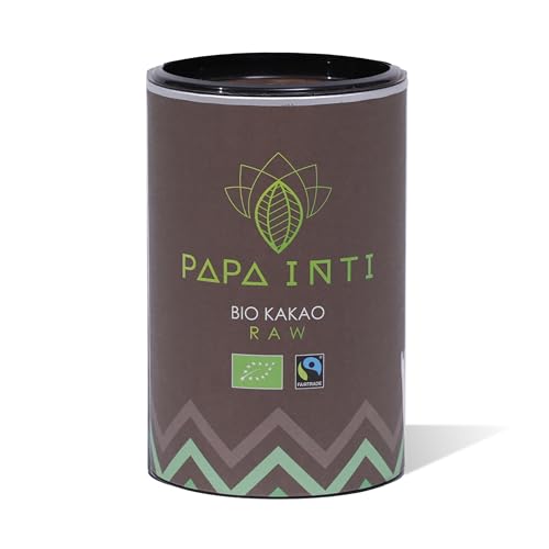 PAPA INTI Raw Kakao 350g, hochwertiges Bio & Fairtrade Kakaopulver, Warm oder Kalt trinken, perfekt für Müsli oder Bowls oder Backen
