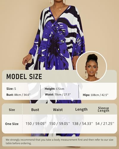 Image of Bsubseach Women Floral Print Kaftan Dresses Plus Size Bathing Suit Cover Up Moo Moos Caftan Beach Dress for Swimwear Summer