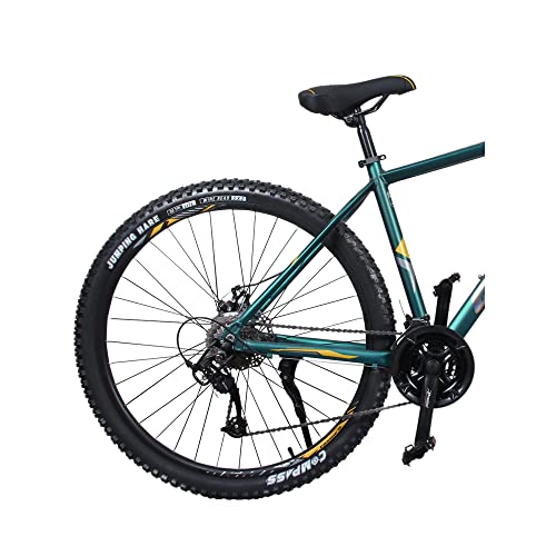 Image of Cosmic Bicycle 29 3000 AL 27SPD FSLO Alloy Bicycle with Front Suspension Lock Out and Dual disc Brakes - Dark Green /Yellow