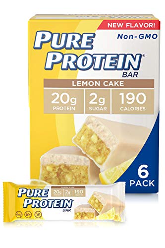 Pure Protein Bars, High Protein, Nutritious Snacks to Support Energy, Low Sugar, Gluten Free, Lemon Cake, 1.76 oz, Pack of 6