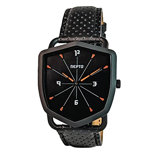 Montre Quartz Homme NEPTO Black Reverso le cadeau idéal en cuir traforato