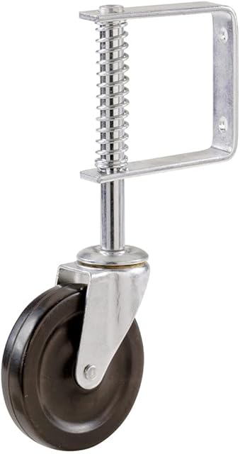 Select Hardware Spring Loaded Swivel Gate Castor, 4" Heavy Duty Wheel, Black