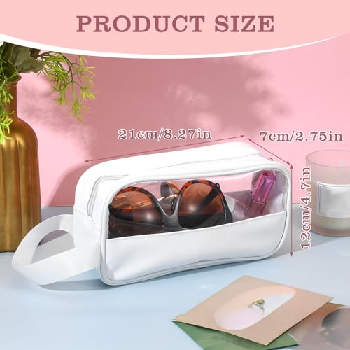 12 Pieces Toiletry Bag for Women Men Translucent Small Travel Makeup Pouch Portable Waterproof Organizer Set for Accessories Toiletries(White)2