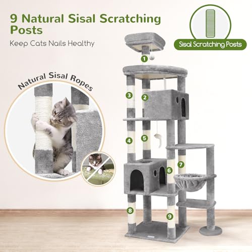 Image of Globlazer Giant Cat Tree for Indoor Large Cats, 83in, F83, Light Grey