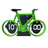 loyfreeyo 置き時計 フリップクロック 自転車型フリップクロック パタパタ時計 回転式時計 卓上時計 機械式デジタルフリップクロック ビンテージデスククロック 電池式 12時間モード 家庭用デスク装飾に最適 入学 新築祝い 贈り物 (グリーン)
