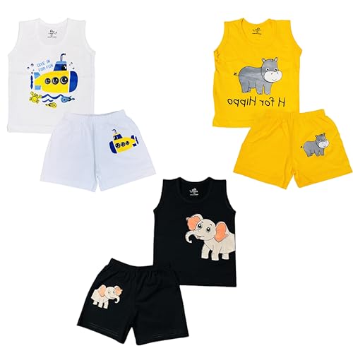Image of Infantbond Baby & Kids Summer Wear /T-shirt & Short /Cotton Summer Dress /Cut Sleeves T-shirt Nekar