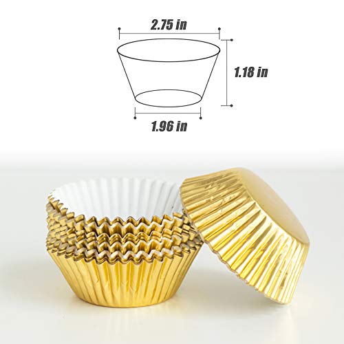 Gold Cupcake Liners,Golf Standard Gold Foil Cupcake Liners Wrappers Metallic Baking Cups ,Muffin Paper Cases, 100 Pack #TOP2
