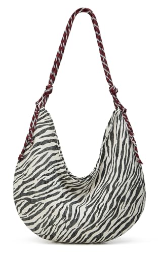 Bolso Tote Grande de Lona con Estampado Cebra para Mujer