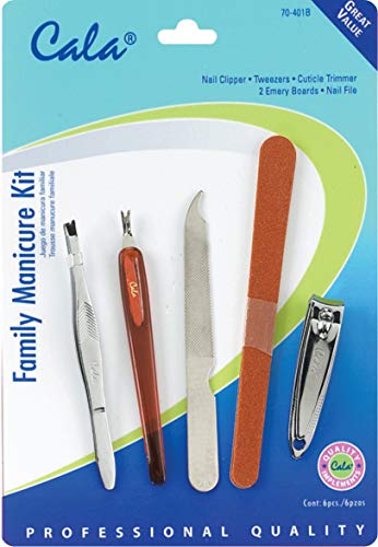 Cala Light Weight | Fine Grip | Easy to Use | Multi-Purpose Family Manicure 6 Pcs Tool Combo Kit For Girl, Women & Professionals