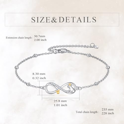 Image of POPLYKE Ladybug /Dragonfly /Bee /Paw Bracelet for Women Sterling SIlver Bracelet /Anklet Jewelry Gift for Women