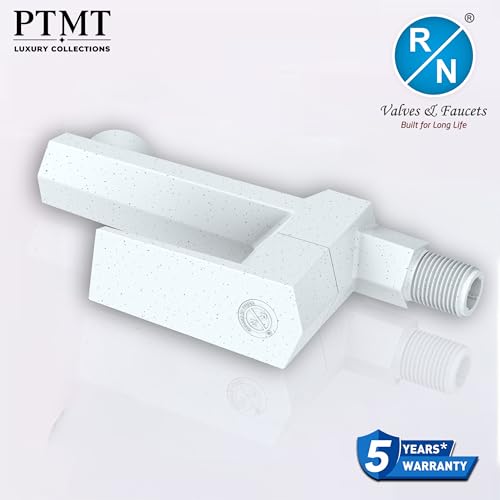 Image of RN PTMT Long Body Bib Cock for Bathroom | 15mm Long Body Foam Flow Water Tap with Flange | Luxury G20 Collection Faucet | High-Grade Engineering Polymer Tap (Marble, Pack of 4)