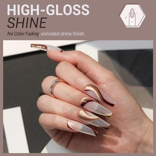 Image of DUDUSTRONG Bolt Bee Gel Glossy Finish Nail Polish Kit Gel Nail Polish Set- 6 Colors Chocolate Brown Coffee Gel Polish Kit Gel Nail Kit (A4 Chocolate Bar (62+89+1+123+135+136)), 90 Ml