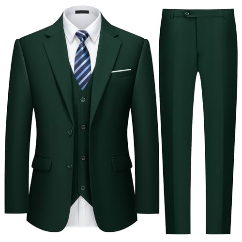 MAGE MALE Mens 2 Button 3-Piece Suits Slim Fit Tuxedo Set Wedding Business