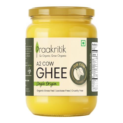 Image of Praakritik A2 Gir Cow Ghee 1L, 100% Natural A2 Cow Ghee Prepared by Traditional Bilona Method - Vedic Cultured, Grassfed, GMO-Free, Lactose-Free, Vegetarian - 1 Litre