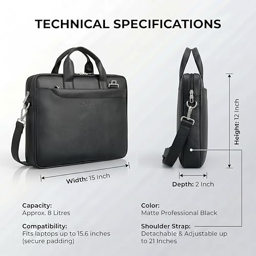 Image of EXIM Prime Laptop Bag for Men Office Use| Office Bag for Men| Vegan Leather Laptop Messenger Bag| Fits Up to 15.6 Inch Laptop| Business Briefcase with Handle and Shoulder Strap