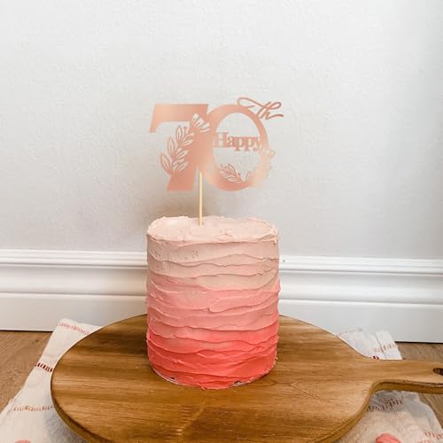 Blumomon 1Pcs 70th Happy Birthday Cake Topper Happy 70 Cake Topper Cheers to 70 Cake Decoration 70th Birthday Party Decoration 70th Anniversary Cake Decoration（Rose Gold） - Image 5