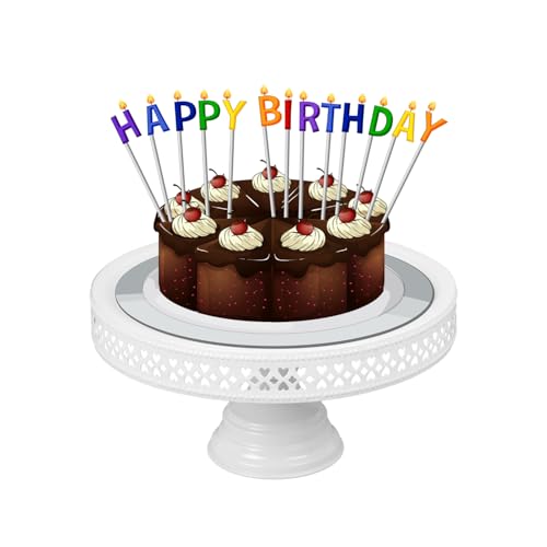 Image of Non Revolving Round Cake Stand Pedestal 9 inch Diameter (Top), Strong Metal (White)