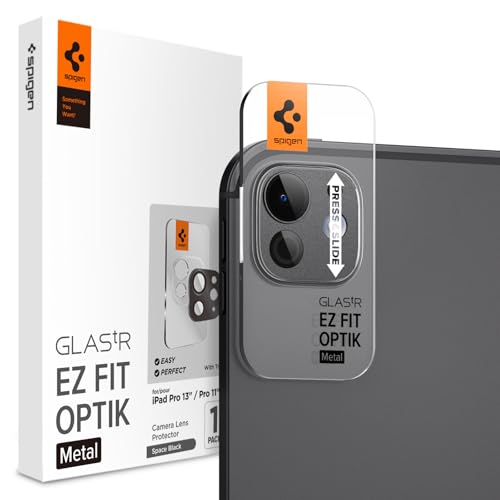 Spigen Camera Lens Screen Protector [GlasTR EZ Fit Optik Metal] Designed for iPad Pro 13"/11" (2025 M5 / 2024 M4) [Case Friendly] - Space Black [1 Pack]