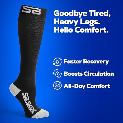 Image of SB SOX Compression Socks for Men & Women (20-30mmHg) - Best Compression Socks for Travel, Medical, Sports, Wide Calf Fit, and Daily Wear