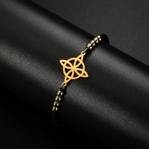 Dreamtimes Trendy Witch Knot Charm Bracelet for Women Celtics Bracelet Wiccan Jewelry Vintage Om Yoga Bracelet Stainless Steel Beads Charm Black Red Blue Purple Rope Bracelets Amulet Witchcraft Jewelry4