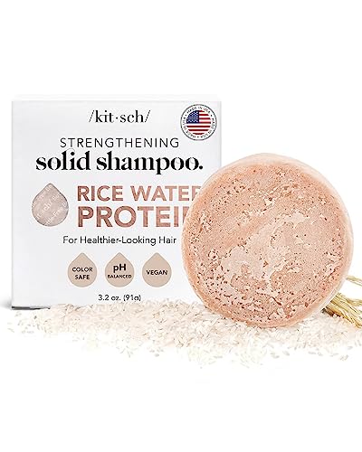Kitsch Hair Growth | Rice Shampoo Bar for Strengthening | Helps Dry Hair | Made in US | All Natural | Moisturizing | Vegan Solid Shampoo Bar for Hair | Rice Water Shampoo Bar | Zero Waste, 3.2 oz