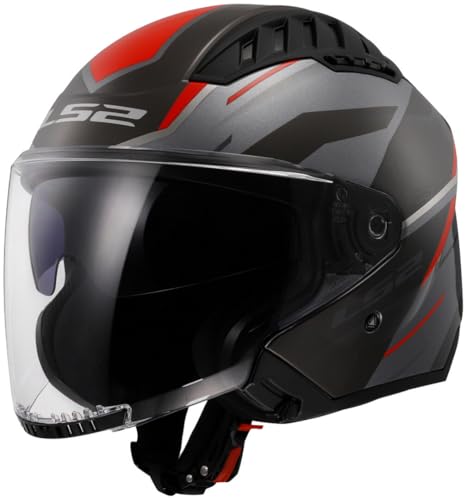 Casque LS2 jet Copter II DISTON avec double visière et design brillant XL