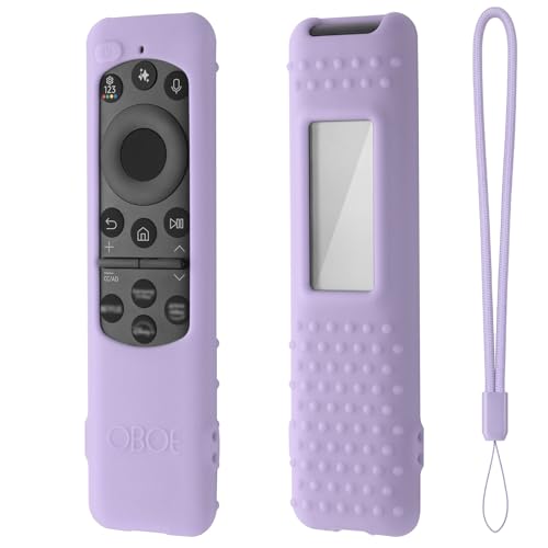 Image of Oboe Silicone Tv Remote Cover Compatible with Samsung Smart Tv Remote 2025 Model TM2360 E Half Wrap Protective Case with Lanyard (K-Lavender Purple) [Remote NOT Included]