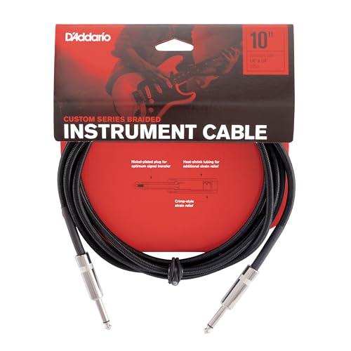 Image of D'Addario Custom Series Braided Instrument Cable, Black, 10'