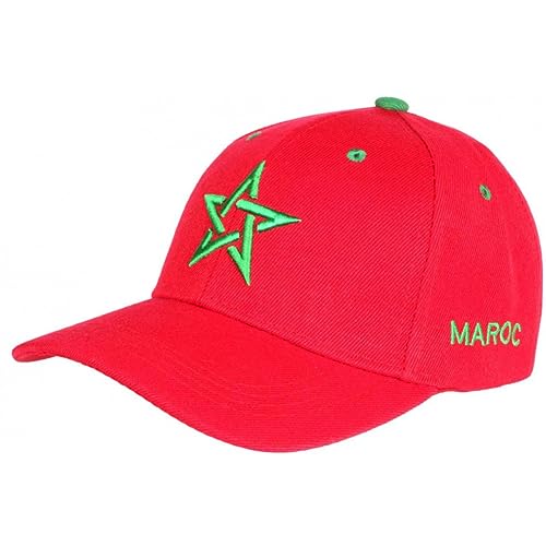 Nyls Création Casquette Maroc Rouge et Verte Drapeau Marocain Baseball - Taille Unique - Rouge