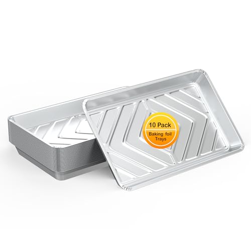 Maxxcore Disposable Aluminum Foil Baking Trays - Food Storage Catering Aluminum Foil Tray 10-Pack - Containers for Meal Prep, Cooking, Baking, Roasting, Freezer Storage - 32cm x 20cm x 3.3cm