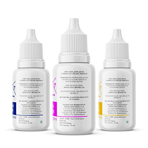 Image of BAKE KING Combo of Blueberry Banana and Vanilla Flavour Flavour 30ML Each Essence for Baking Cakes Jams Jelies Cookies Ice Creams and Puddings Liquid Food Essence (Set of 3)