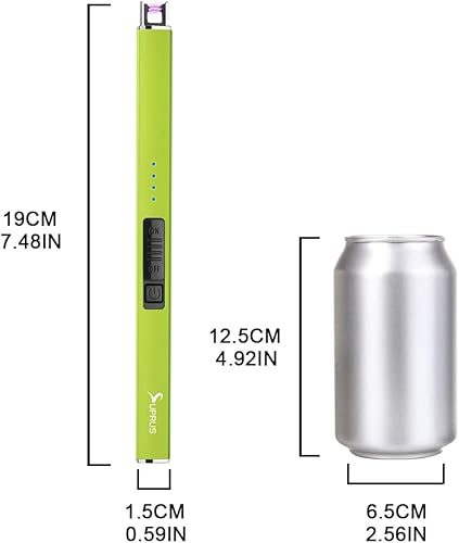 Miniatura 7 de SUPRUS Encendedor fluorescente que brilla en la oscuridad, encendedor eléctrico de velas, encendedor de arco USB recargable con bloqueo de