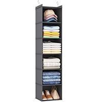 Lifewit Hanging Storage with Metal Hooks, 3 Shelves Foldable Wardrobe Closet Storage Organiser