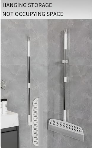 Image of Floor Mop with Silicone Squeegee - Multi-Surface Cleaning Wiper for Floor, Carpet, Bathroom, Tile, Marble, Wall, Glass, Table & Mirror - Squeeze Sponge Mop for Clean & Dry Use