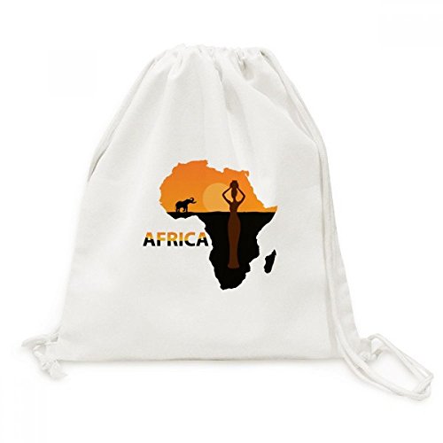 Sac cordon Afrique imprimé éléphant en toile de savane pour voyage