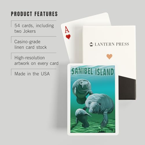 Sanibel Island Florida Manatíes Baraja de 52 Cartas Póker miniatura 3