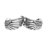 LOVECOM Antique 925 Sterling Silver Ring for Women Girls Feather Angel Wing Silver Wedding Band Goth...