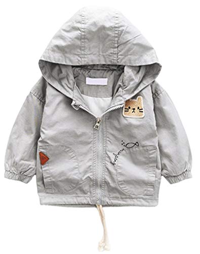 ContiKids Baby Girls Baby Boys Unisex Baby Zip Up Hoodie Jacket Windbreaker Outerwear, Gray, L (18-24 months)