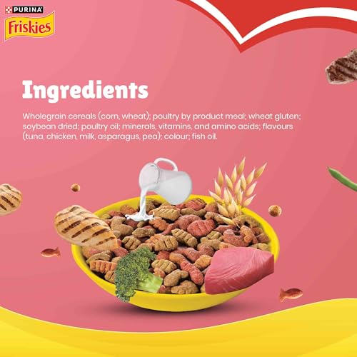 Image of FRISKIES Kitten Discoveries Kitten Food, Tuna Chicken Milk Vegetables & Whole Grain Flavours, 1kg Packet, Granule (Pack of 2)