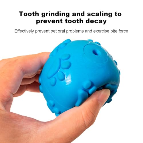 Image of Play Ball for Dogs | Durable Natural Rubber Squeaky Dog Toy | Cute Puppy Paw, Fetch & Chew Safe, Reduces Anxiety (Blue, Size 6cm)